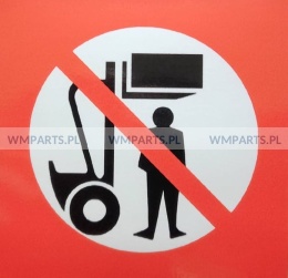 Naklejka piktogram do wózków widłowych 5 cm x 5 cm ZAKAZ PRZEBYWANIA POD CIĘŻAREM